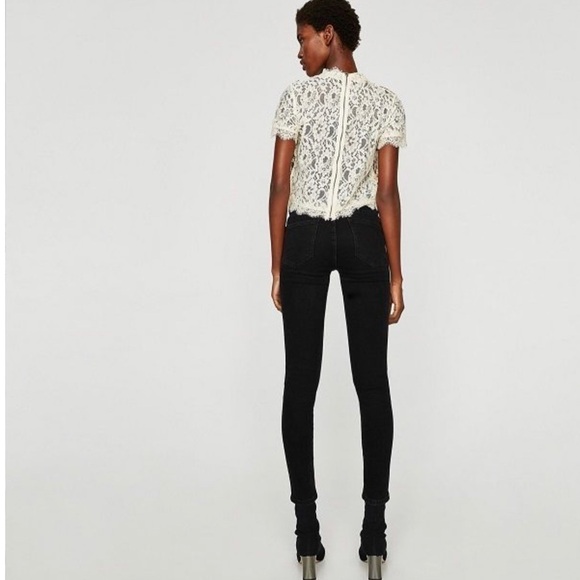 Zara Ecru Multicolored Lace Top Small embroidered - Picture 3 of 13